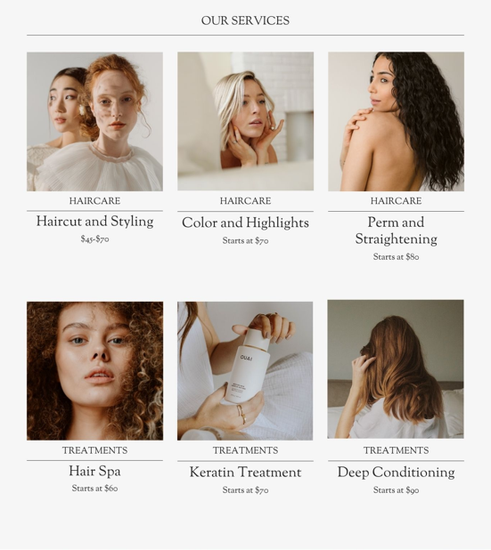 Tressande Hair Salon - Services